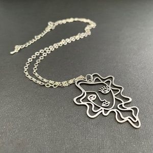 #76 Handmade Abstract Woman's Portrait Necklace Picasso Face Pendant